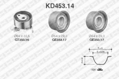 Рем. Комплект ГРМ: ремень + ролики NTN SNR KD453.14