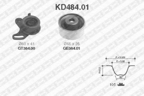 Рем. Комплект ГРМ: ремень + ролики NTN SNR KD484.01