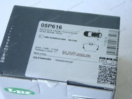 Тормозные колодки задні VW Transporter LPR 05P616 (фото 1)