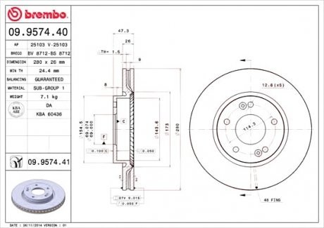 Тормозной диск Brembo 09.9574.40