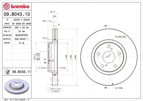 Тормозной диск Brembo 09.B043.10