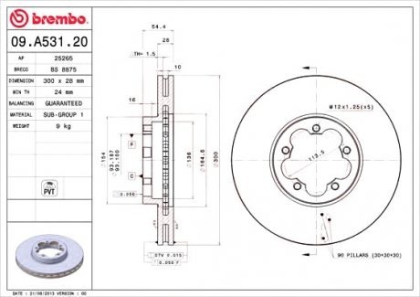 Тормозной диск Brembo 09.A531.20 (фото 1)