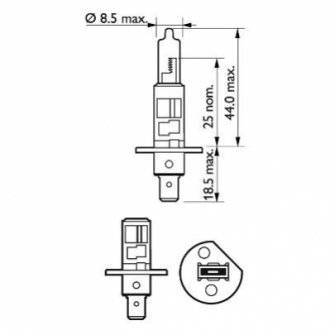 Лампа галогенная H1 VisionPlus 12V 55W P14,5s на 60% больше света 12258 VPS2 Philips 36322728 (фото 1)