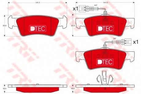 Комплект тормозных колодок, дисковый тормоз TRW GDB1672DTE