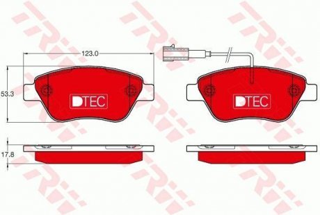 Комплект тормозных колодок, дисковый тормоз TRW GDB1654DTE (фото 1)