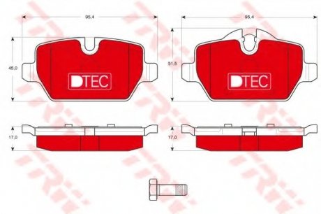 Комплект тормозных колодок, дисковый тормоз TRW GDB1612DTE