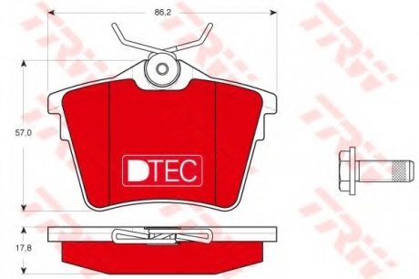 Комплект тормозных колодок, дисковый тормоз TRW GDB1596DTE