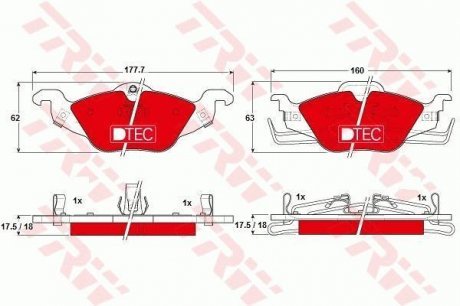 Комплект тормозных колодок, дисковый тормоз TRW GDB1351DTE