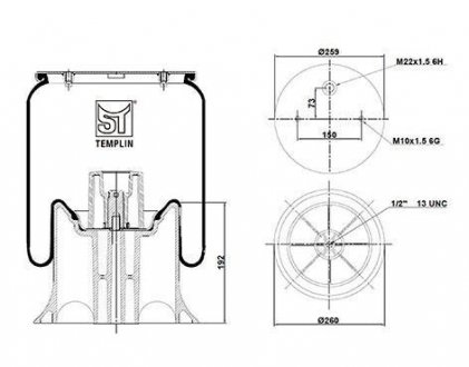 Подушка амортизуюча 4157 N P06 (зі стаканом) ST-Templin ST-Templin Automotive 04.060.6106.630