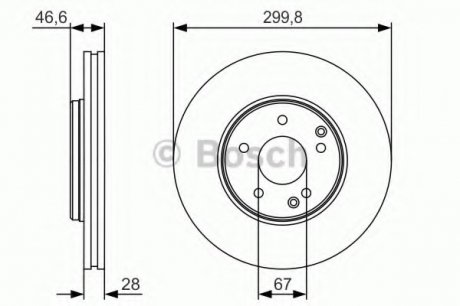 Тормозной диск передний DB W203/210 0 986 479 R79 BOSCH 0986479R79 (фото 1)