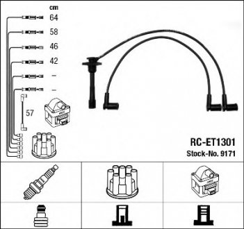 Комплект высоковольтных проводов NGK / RC-ET1301 NGK Spark Plug 9171