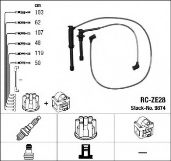 Комплект высоковольтных проводов / RC-ZE28 NGK Spark Plug 9874 (фото 1)