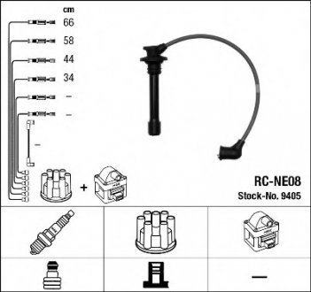 Комплект высоковольтных проводов NGK / RC-NE08 NGK Spark Plug 9405