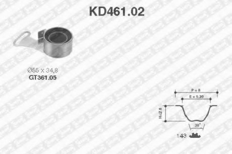 Рем. Комплект ГРМ: ремень + ролики NTN SNR KD461.02