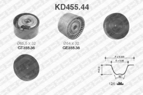 Рем. Комплект ГРМ: ремінь + ролики NTN SNR KD455.44 (фото 1)