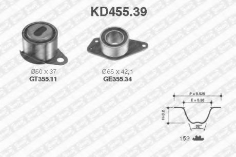 Рем. Комплект ГРМ: ремень + ролики NTN SNR KD455.39