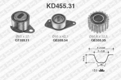 Рем. Комплект ГРМ: ремень + ролики NTN SNR KD455.31