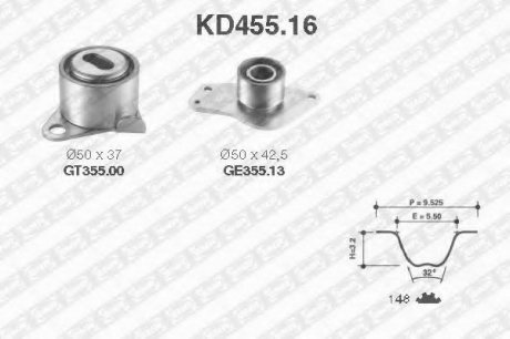 Рем. Комплект ГРМ: ремень + ролики NTN SNR KD455.16