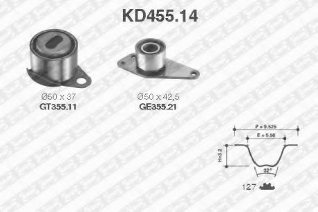 Рем. Комплект ГРМ: ремень + ролики NTN SNR KD455.14