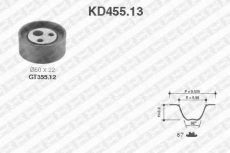 Рем. Комплект ГРМ: ремень + ролики NTN SNR KD455.13