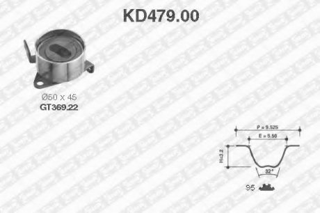 Рем. Комплект ГРМ: ремень + ролики NTN SNR KD479.00