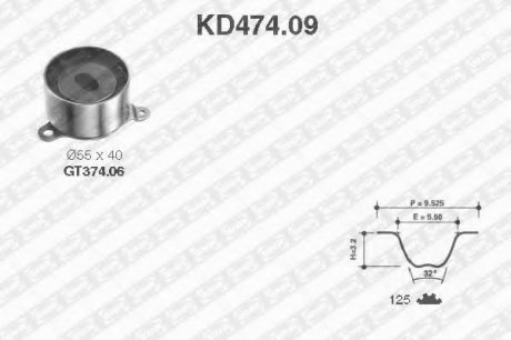 Рем. Комплект ГРМ: ремень + ролики NTN SNR KD474.09