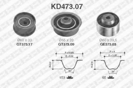 Рем. Комплект ГРМ: ремень + ролики NTN SNR KD473.07