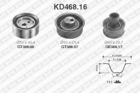 Рем. Комплект ГРМ: ремінь + ролики NTN SNR KD468.16