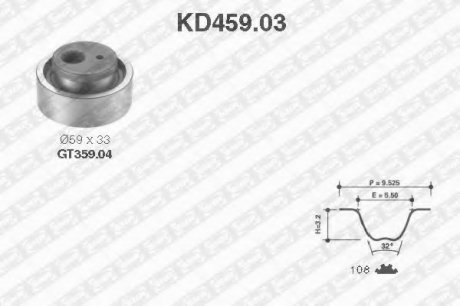 Комплект (ремінь+ролики) SNR NTN SNR KD459.03