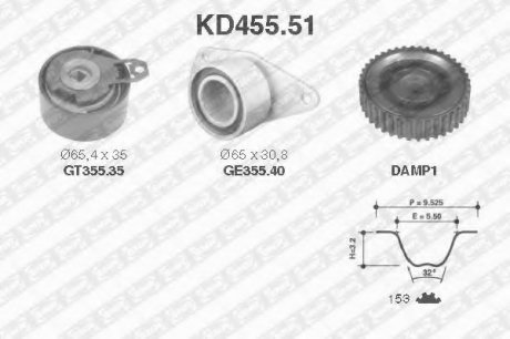 Рем. Комплект ГРМ: ремень + ролики NTN SNR KD455.51