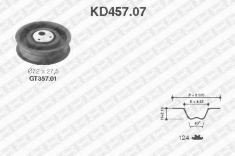 Рем. Комплект ГРМ: ремень + ролики NTN SNR KD457.07