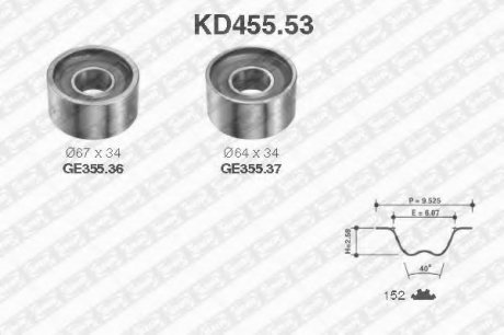 Рем. Комплект ГРМ: ремень + ролики NTN SNR KD455.53