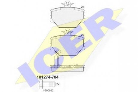 Тормозные колодки дисковые ICER 181274-704 = 181274 ICER Brakes 181274704