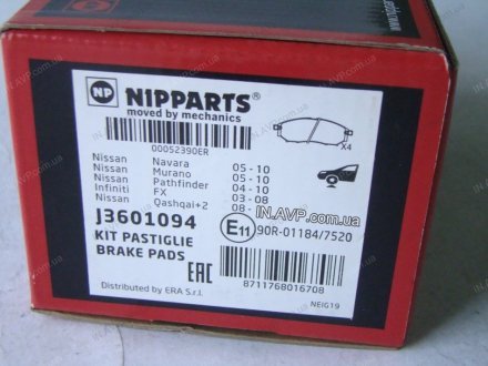 Тормозные колодки передние NIPPARTS J3601094