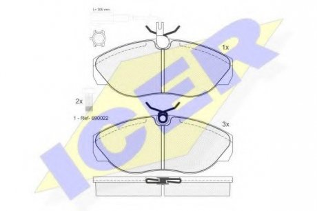 Комплект гальмівних колодок (дискових) ICER 141053-203 ICER Brakes 141053203