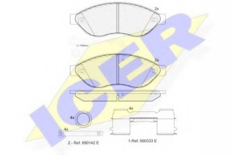 Комплект гальмівних колодок (дискових) ICER 141803-203 ICER Brakes 141803203