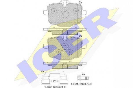 Тормозные колодки дисковые 182005-202 ICER Brakes 182005202 (фото 1)