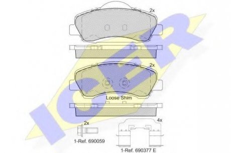 Комплект гальмівних колодок (дискових) ICER 182131-067 ICER Brakes 182131067