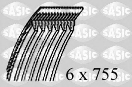 Ремень поликлиновой 6PK755 SASIC 1770065 (фото 1)