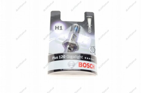 Лампа накаливания H1 12V 55W GigaLight +120 (blister 1шт) ( 1 987 301 108 BOSCH 1987301108