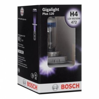 Лампа накаливания H4 12V 60/55W P43t GigaLight +120 (Blister 1шт) 1 987 301 160 BOSCH 1987301160