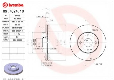 Тормозной диск Brembo 09.7824.10