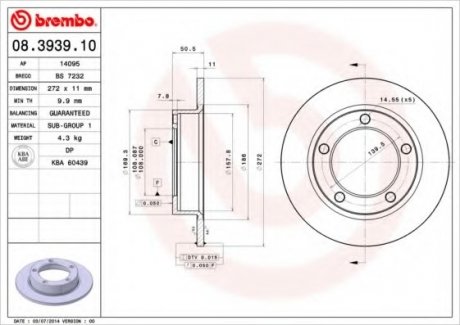 Тормозной диск Brembo 08.3939.10 (фото 1)