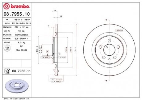 Тормозной диск Brembo 08.7955.11
