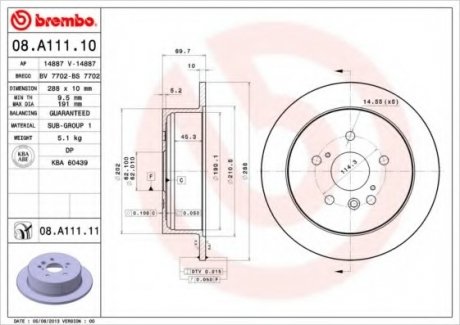 Тормозной диск Brembo 08.A111.11 (фото 1)