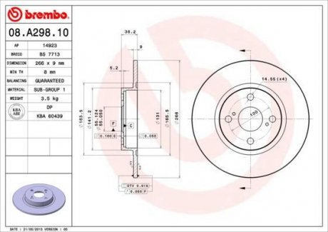 Тормозной диск Brembo 08.A298.10 (фото 1)
