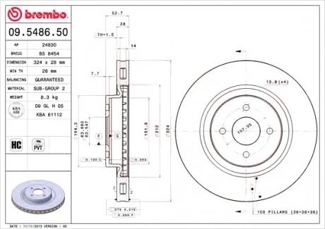 Тормозной диск Brembo 09.5486.50