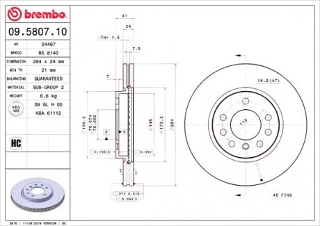 Тормозной диск Brembo 09.5807.10 (фото 1)