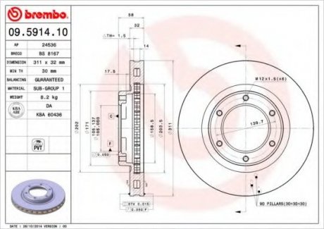 Тормозной диск Brembo 09.5914.10 (фото 1)