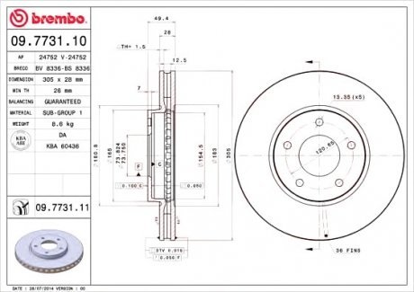 Тормозной диск Brembo 09.7731.11